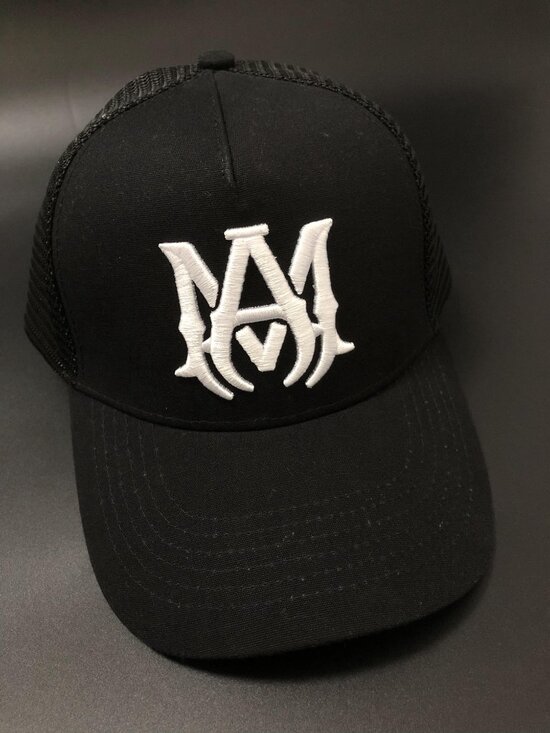AMIRI Black Trucker Hat Embroidered AM Logo Unisex Sun Hat main image 9